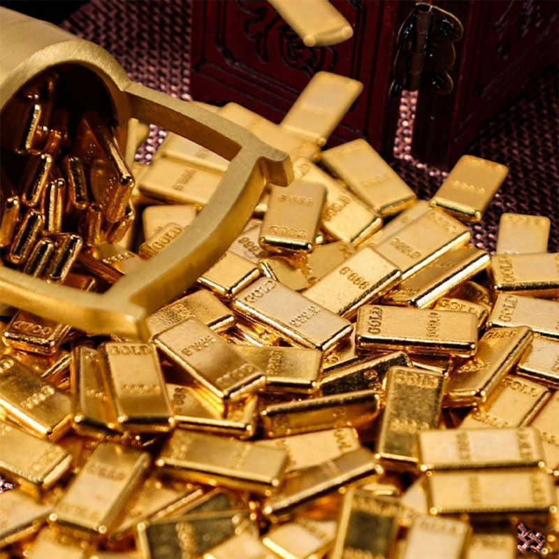 Plastic Solid Lucky Ingot Chinoiserie Fortune Photo Frame Decorative Accessories Bright Gold Ingot Decoration Accessories