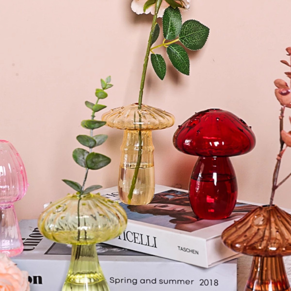 Creative Pastoral Style Hydroponic Flower Arrange Mushroom Vase Glass Lampshade Decorative Flower Arrange Ornaments Aromatherapy Bottle