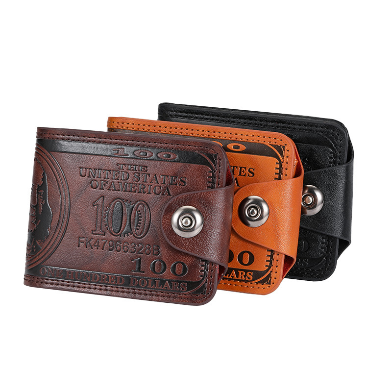 Cross-Border Men's Short Wallet Large Capacity Multi-Card Slot Buckle Fashion Trend Short American Wallet Card Holder