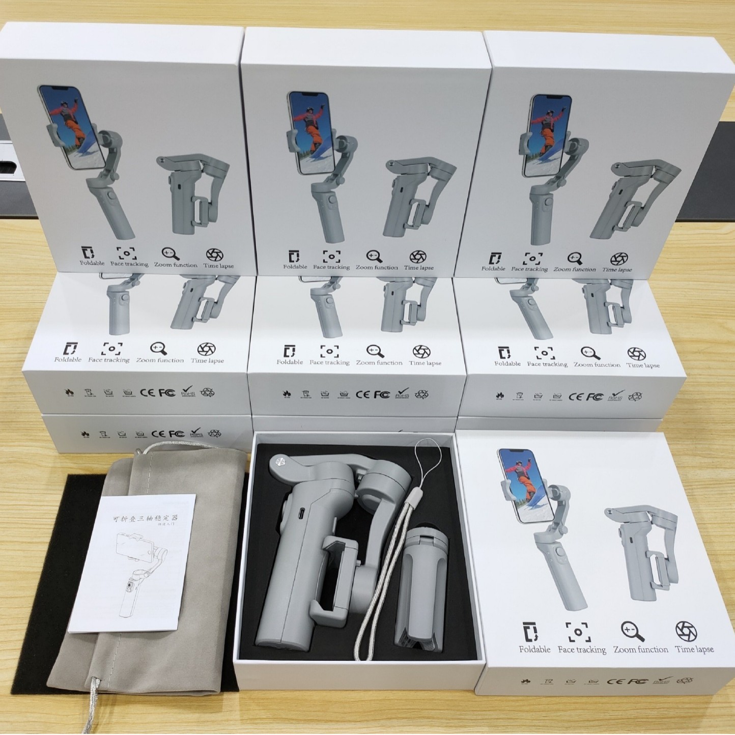 Factory Direct sales three-axis mobile phone stabilizer smart foldable anti-shake pocket folding handheld wireless PTZ wholesale