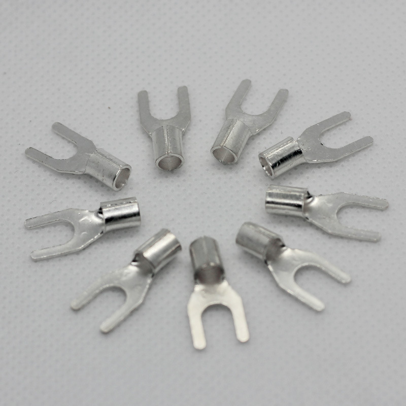 UT Cold Pressing Terminal Brass Tin Plated U Type Bare End Fork Copper Lug Y Type Nose 1.5/2.5/4