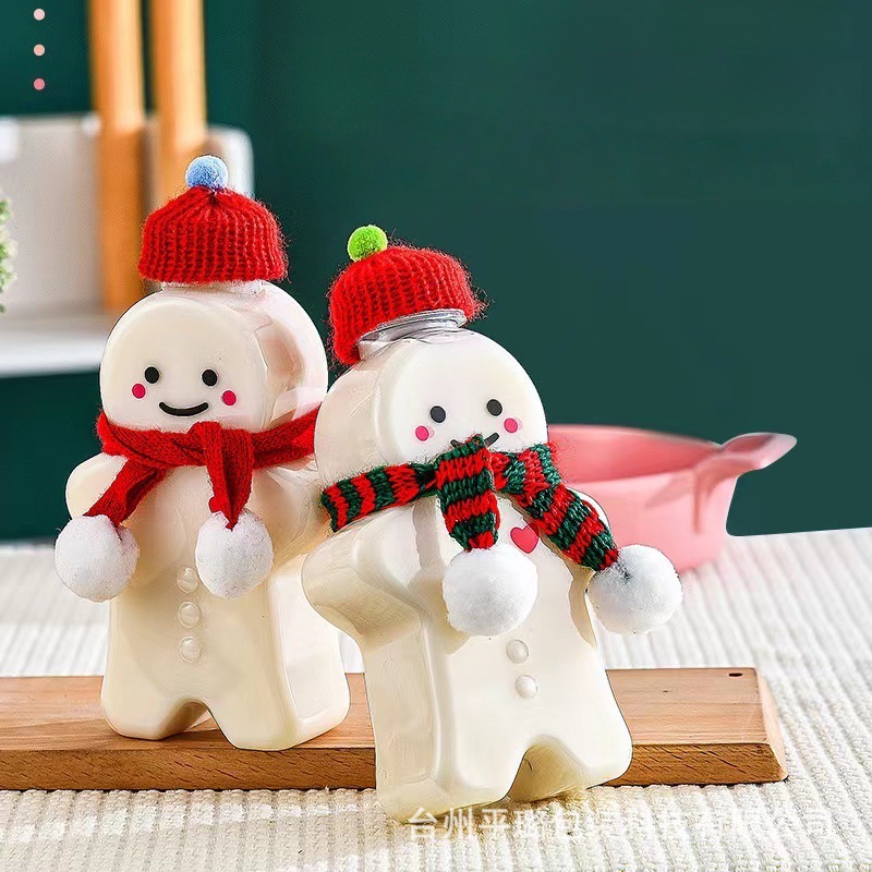 Highly Transparent Disposable Pet Plastic Bottle 250ml Transparent Gingerbread Man Bottle Beverage Milk Tea Cup Milk Tea Cup Milk Tea Bottle