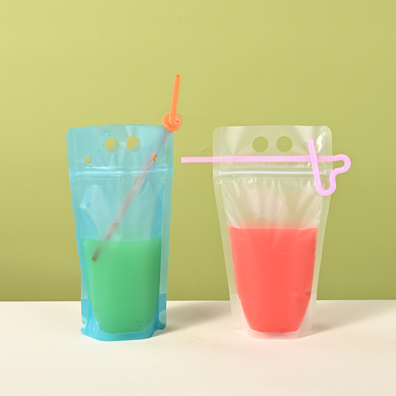 Spot Disposable Beverage Packaging Bags, Juice Milk Tea Coffee Self-Standing Ziplock Bags, Satchel Takeaway Beverage Bags, Customized
