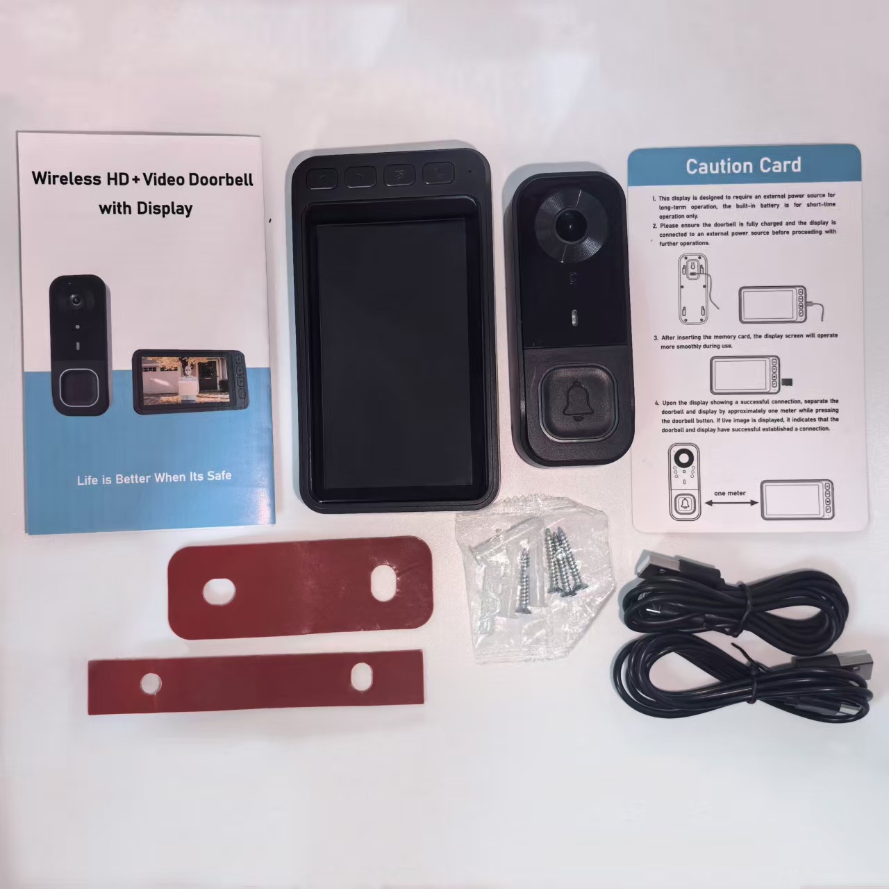 Cross-Border Smart Wireless Video Doorbell Outdoor Home Monitoring with Display Screen Doorbell Network-Free Call Night Vision Camera