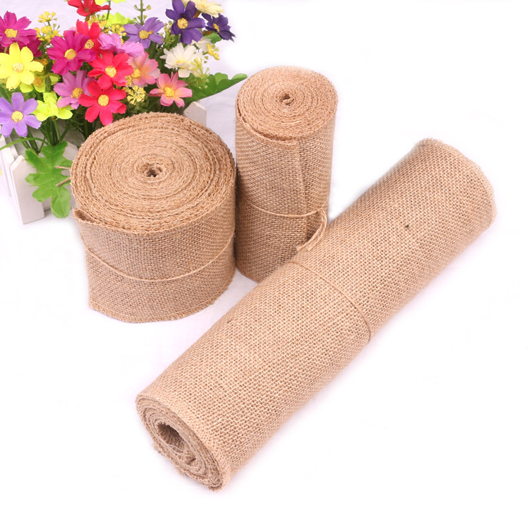 Woven Jute Webbing Linen Roll Gift Jewelry Overlay Linen Roll Handmade DIY Linen Strips Wholesale