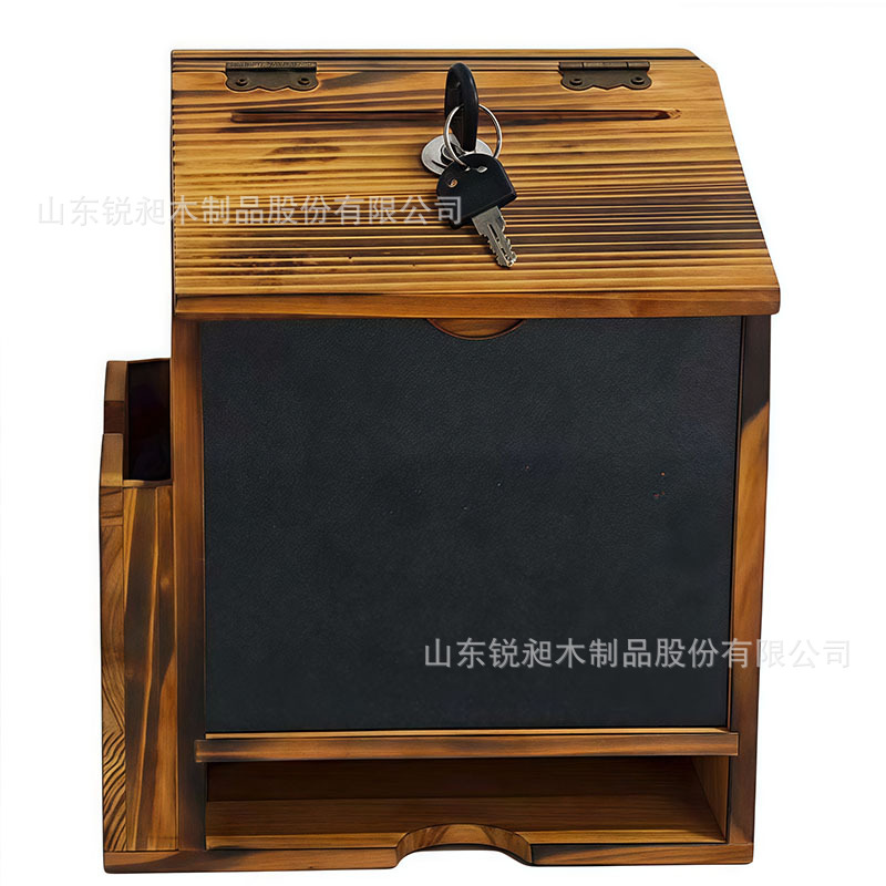 Cross-Border Wall-Mounted Wooden Letter Box, Solid Wood Voting Opinion Box, Wooden Suggestion Box with Lock, Donation Box