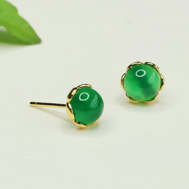 Aiyu Red Agate S925 Silver Needle Earrings Chalcedony Earrings Jewelry Factory Wholesale AY3101003