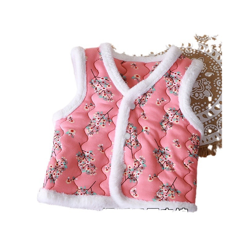 New Children's Vest for Girls, Northeast Style Trendy Three-Layer Thickened Warm Outerwear Stylish Vest