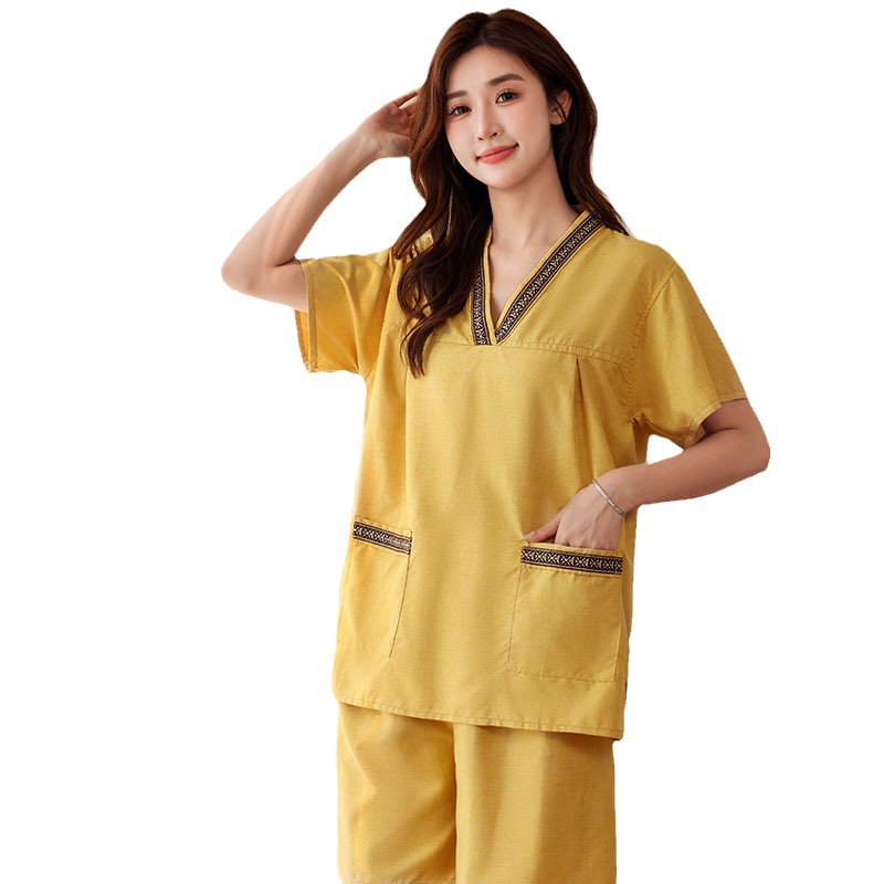New high-end female couple suit sweat steaming clothes pure cotton sweat-absorbent bath clothes men's Bath center plus size sauna clothes wholesale