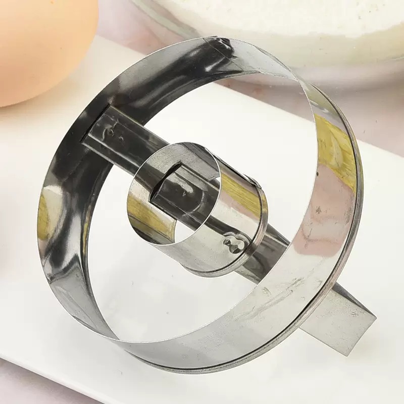 in stock stainless steel round cookie mold pressing one-piece cookie donut mold DIY baking