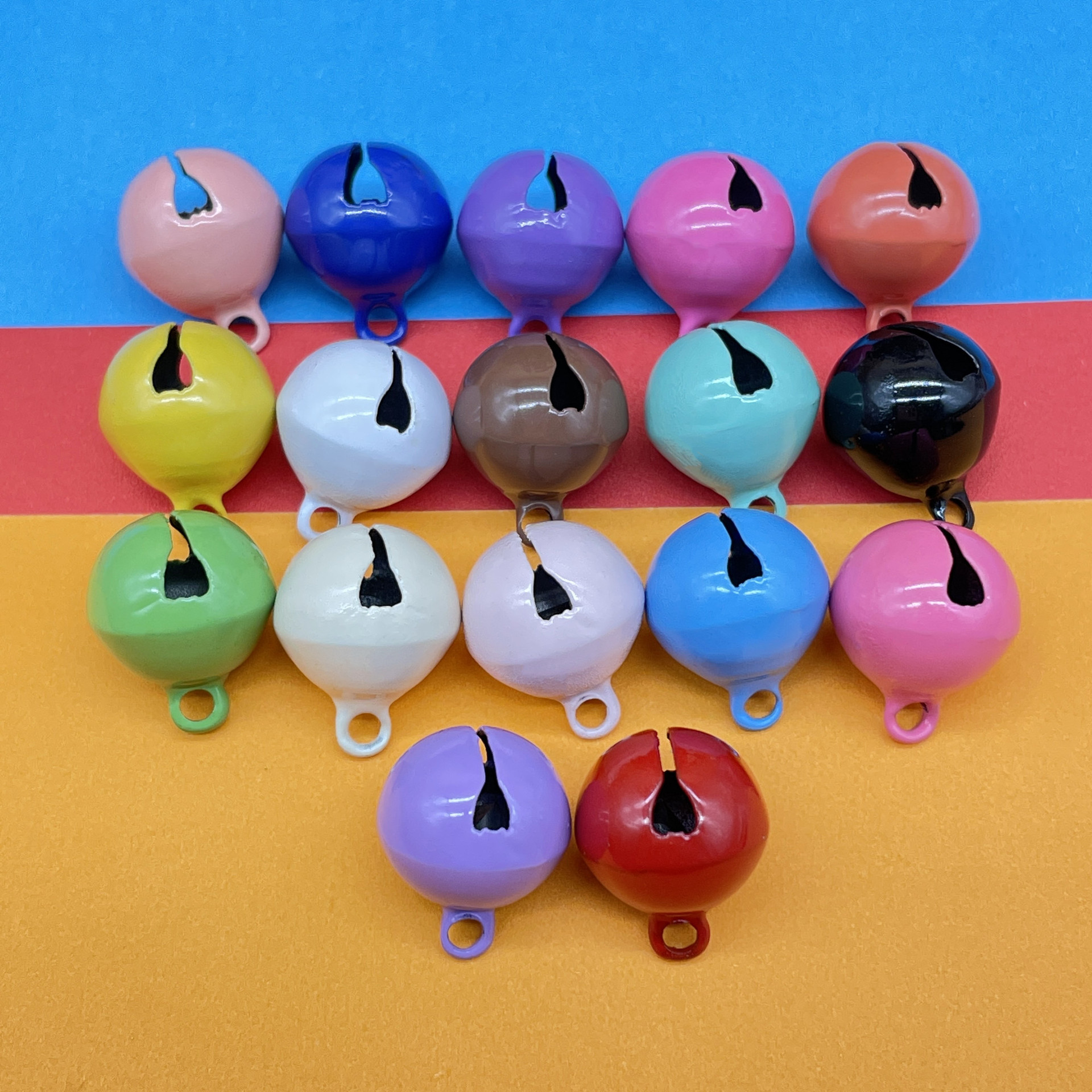 14mm candy color paint word Bell Christmas decoration keychain accessories diy metal color pet jewelry