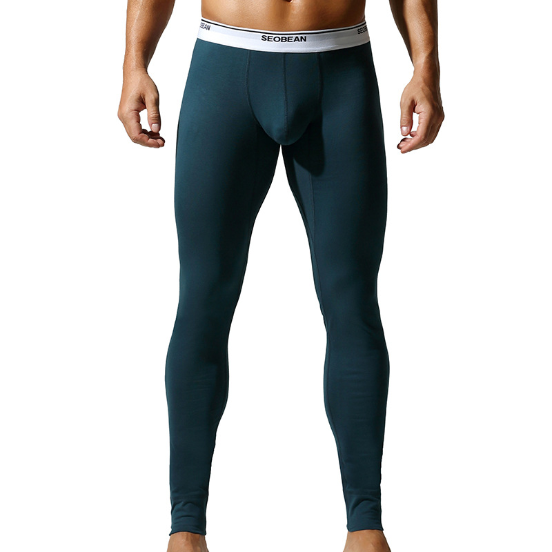 Мужские осенние брюки базового слоя с низкой талией и узким кроем, U-образный карман, комфортные тонкие хлопковые теплые брюки