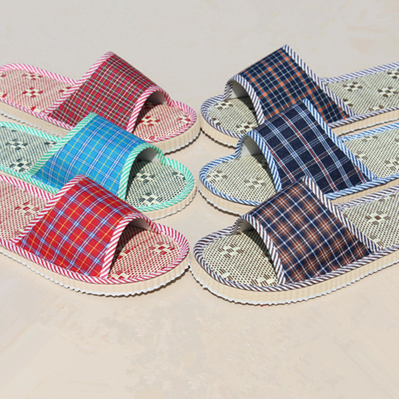 Eva Rattan Straw Mat Linen Slippers for Home Men and Women Guest Room Indoor and Outdoor Wooden Floor Sandals Cixi Manufacturer Wholesale