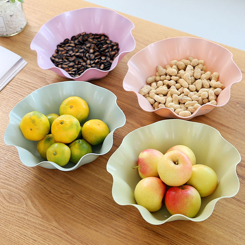 Lotus Leaf Fruit Plate Home Living Room European Plastic Candy Plate Office Desktop Snack Fruit Dried Fruit Plate Melon Seed Plate