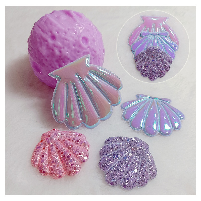 Ocean Series Bright Leather Scallop Fan-Shaped Clothing Accessories DIY Creative Production Accessories Material Package Jewelry Jewelry