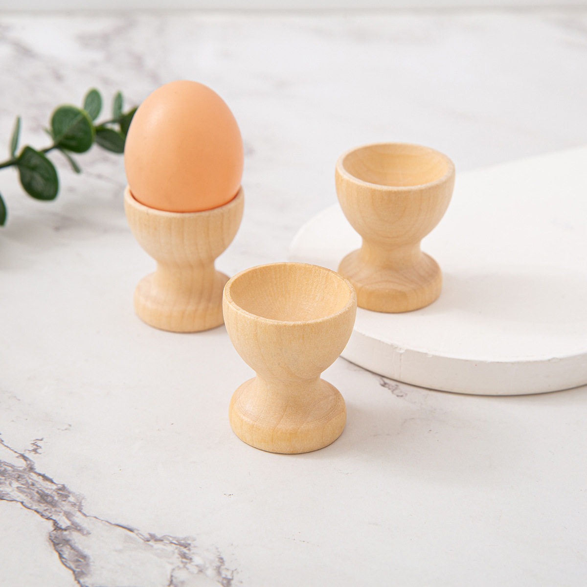 Factory Direct Sales Wooden Egg Holder Wooden Artificial Egg Base Wine Glass Shape Easter Kidsren's Toys