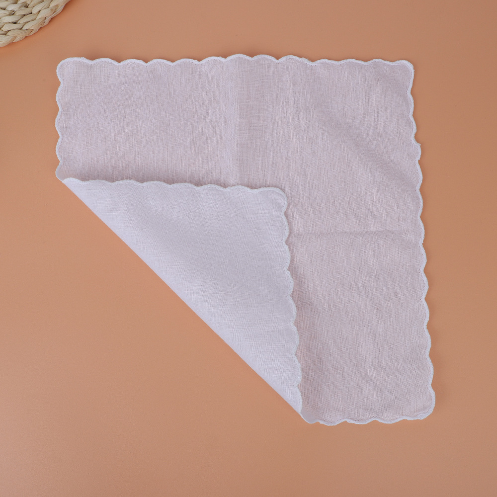 30*30cm wave edge high density white square towel can tie dye rubbing printing DIY embroidery white square towel