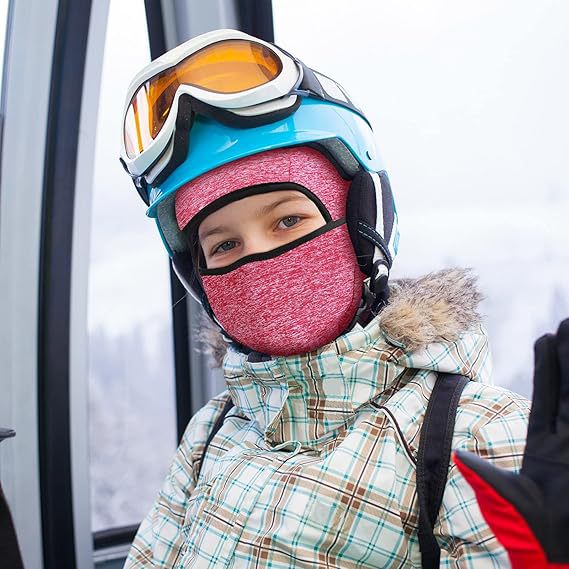 Children's Balaclava Hat Windproof Ski Mask Winter Velvet Warm Collar Riding Headgear Printed Logo