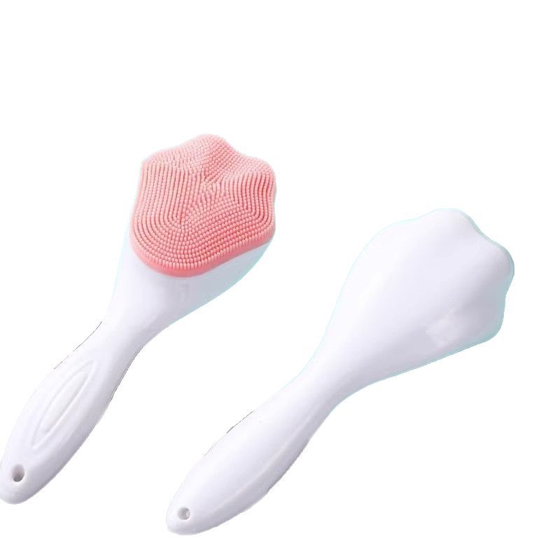 Silicone Cat Claw Face Wash Brush to Clean Pores, Facial Cleanser, Soft-Bristled Face Wash Artifact, Massage Cleansing Brush Handle, Makeup Remover Brush
