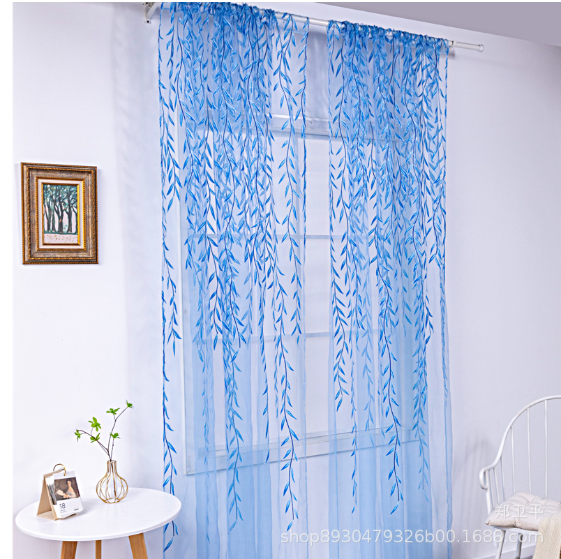 Manufacturer Supplies Willow Leaf Wicker Curtains, Offset Printing Window Screens, Finished Window Screens, Gauze Curtains, Amazon Cross-Border Spot Batch