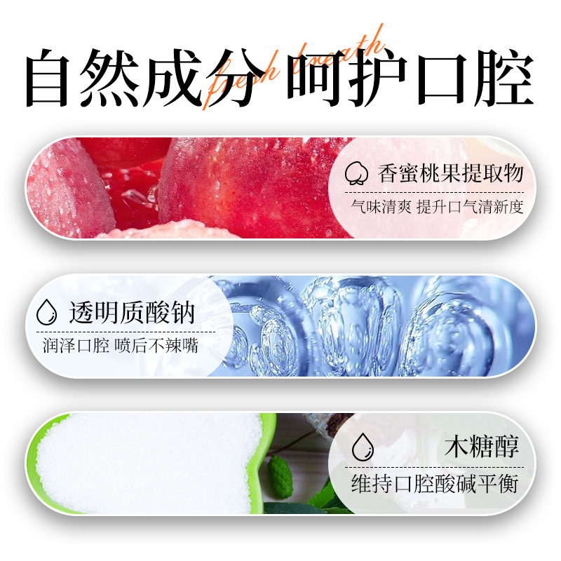 Sanqingcao Multi-Effect Refreshing Oral Spray, Portable, Compact, Long-Lasting Fragrance, Deodorizing Breath Freshener in Stock