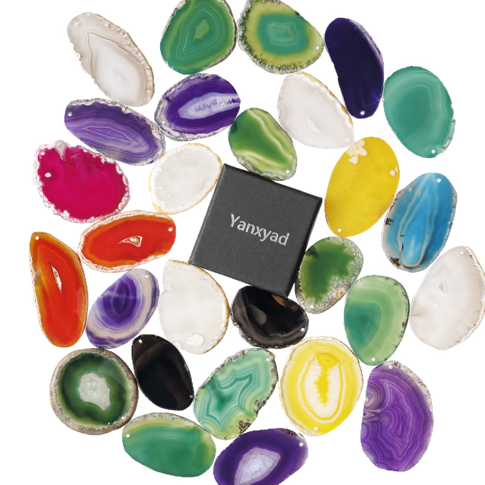 Cross-Border Hot-Selling Perforated Agate Slices, Wind Chime Slices, Raw Stone Red Agate Slices, Sweater Pendants, Lighting Wholesale