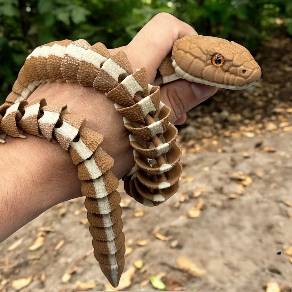 3D Printed Tree with Snake, Movable Joints, Simulated Stripesd Scales, Glass Eyes, Trick and Prank Reptile Toy