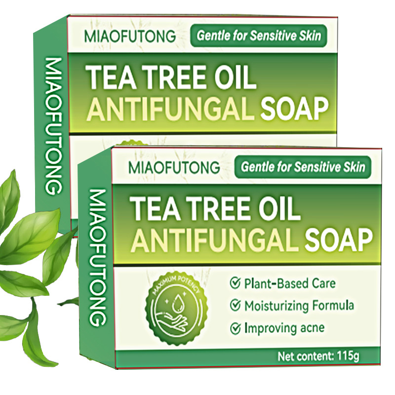Cross-Border Amazon Tk Hot-Selling Tea Tree Essential Oil Handmade Soap for Facial and Body Cleansing, Antibacterial, Oil Control, Moisturizing and Skin Rejuvenation