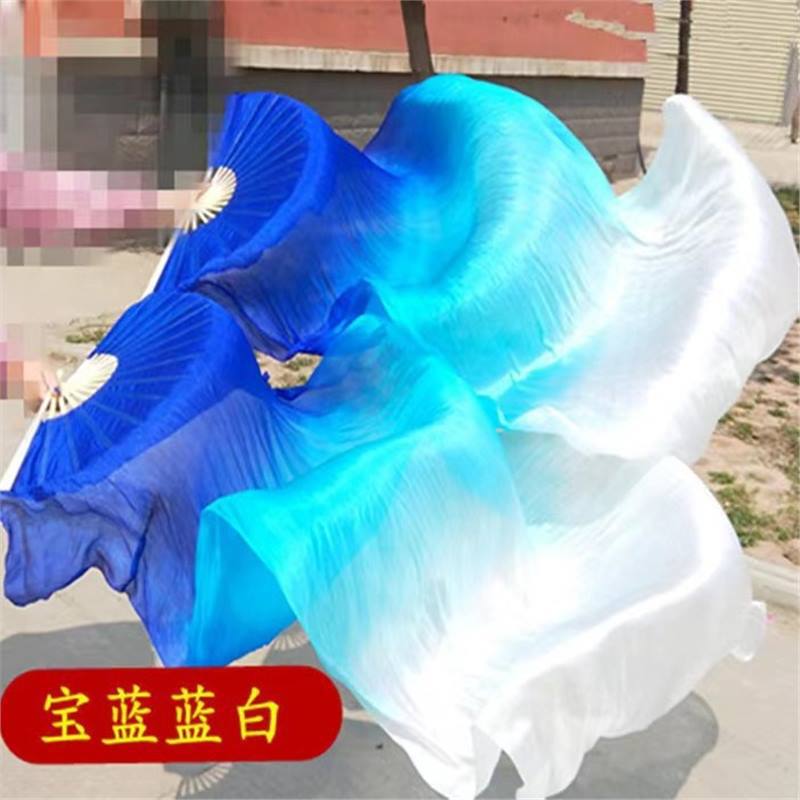 Веер Кои, длинный шелковый веер, классический танцевальный веер, черно-белый градиентный веер