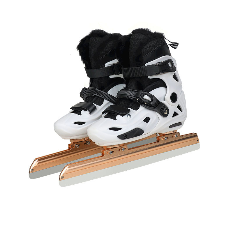 Hot Skate Shoes Children Adjustable Size Speed Skate Knife Adult Professional Skate Shoes Plush Warm for Beginner Real Ice Men and Women