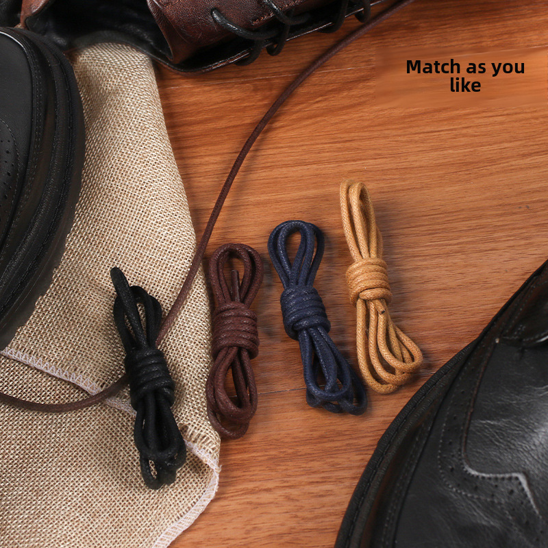 Leather Shoes Lace Boots Casual Shoes Martins Boots Workwear Boots for Men and Women Black and White Brown Waxed Rope Round Thin Rope Strap