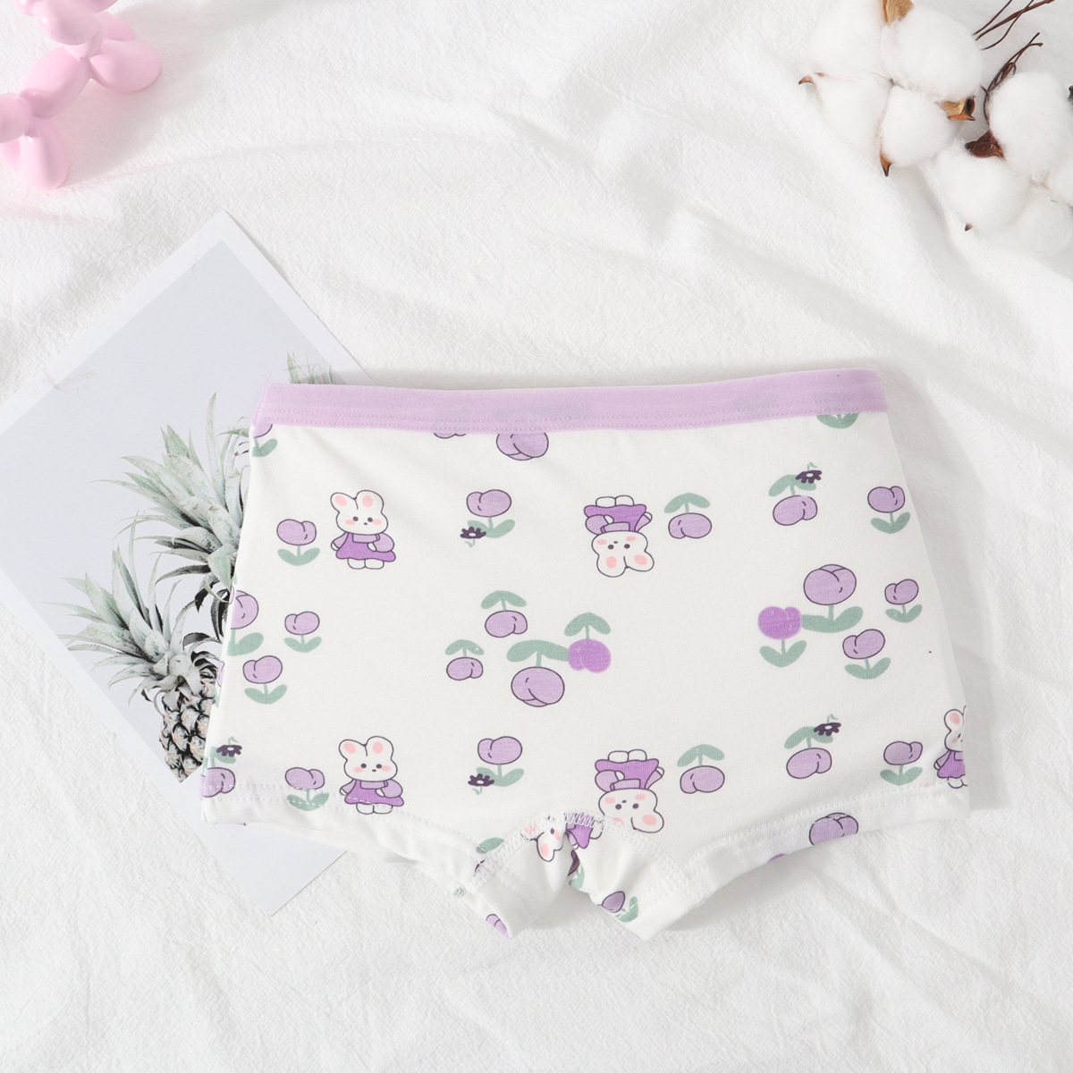 New Children's Pure Cotton Underwear Girls' Underwear Baby's Boxer Cotton Breathable Small Middle and Large Children Girls' Boxer Pants