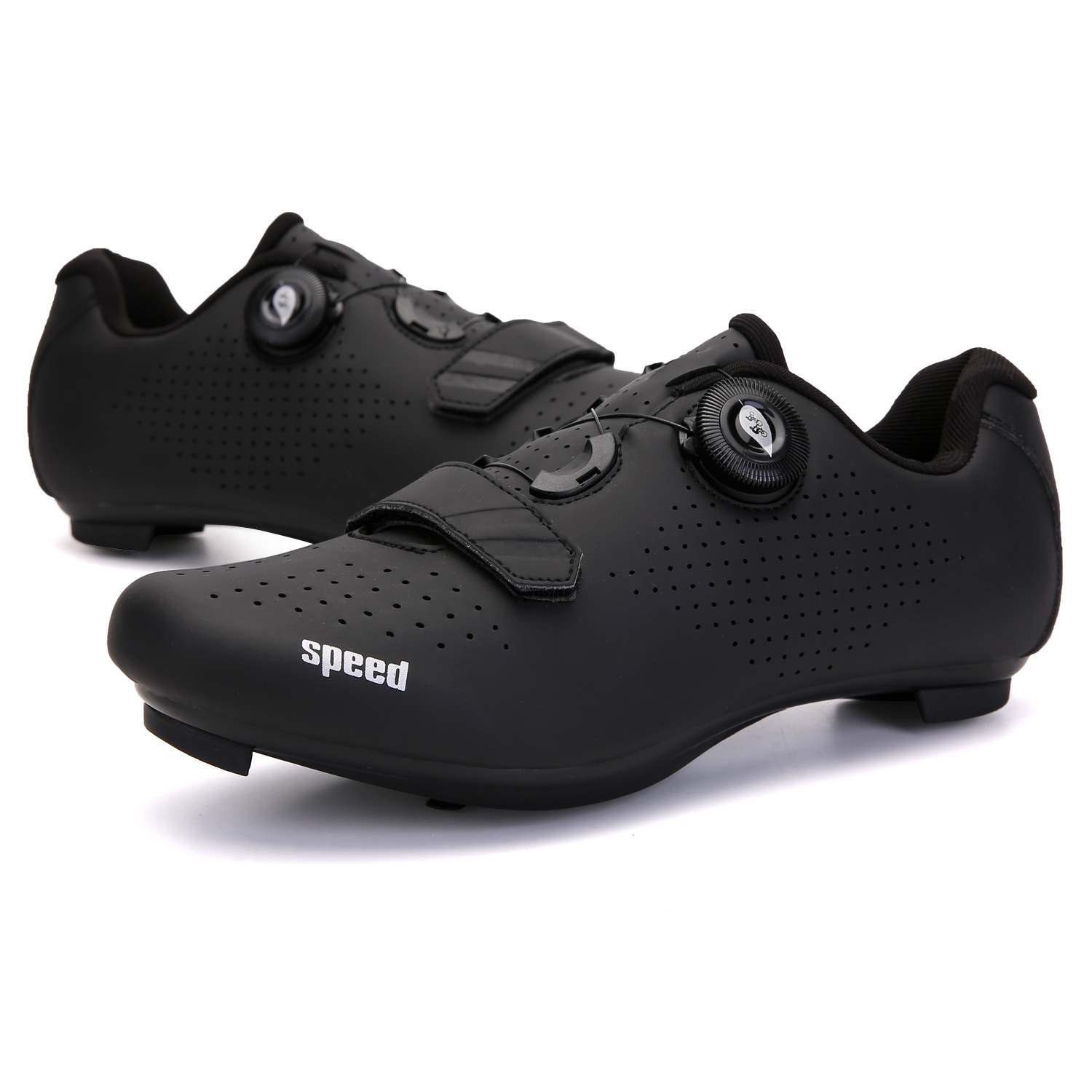 Road mountain men's and women's locked bicycle lockless shoes hard bottom dynamic bicycle riding shoes gym black 896