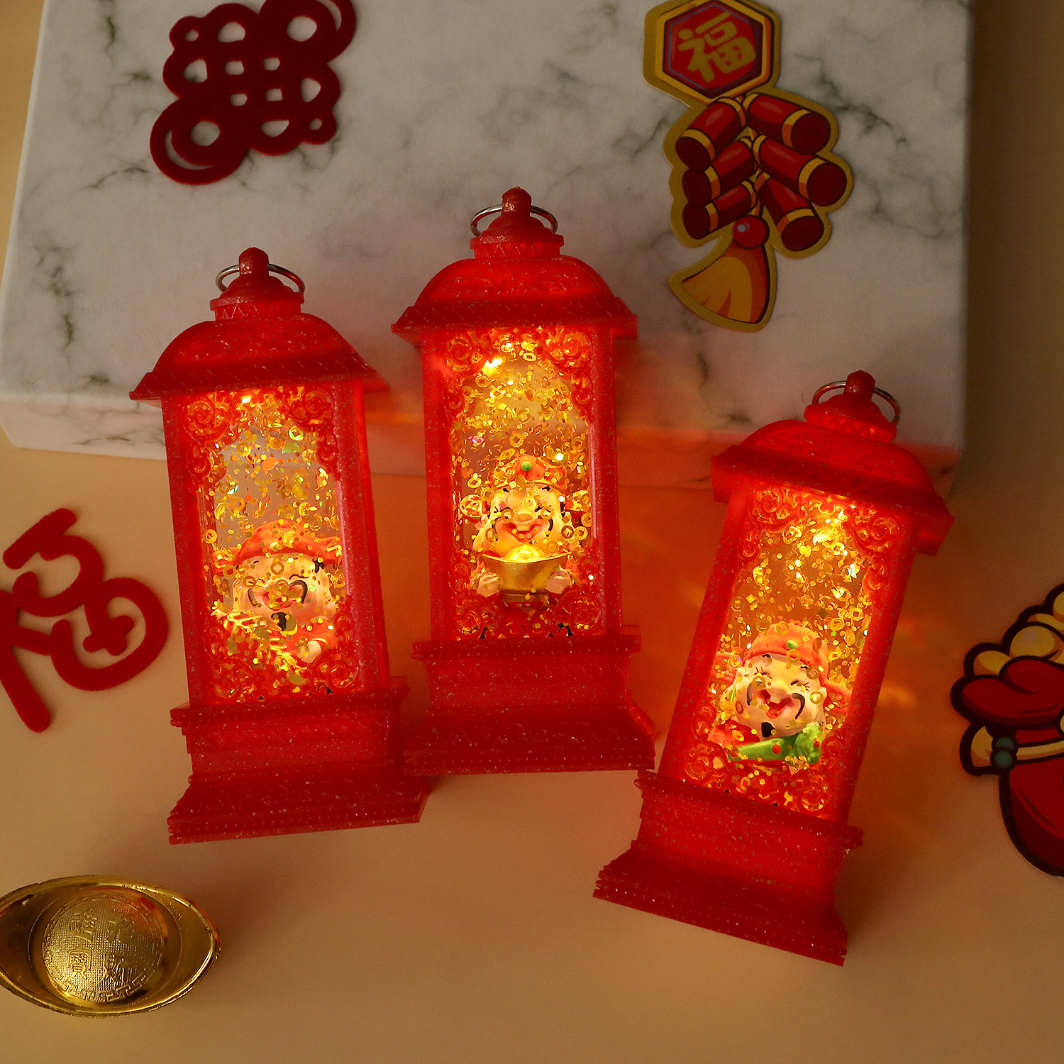 Новогодние подарки, настольные украшения в виде фонарей, ночной свет, новогодние подарки