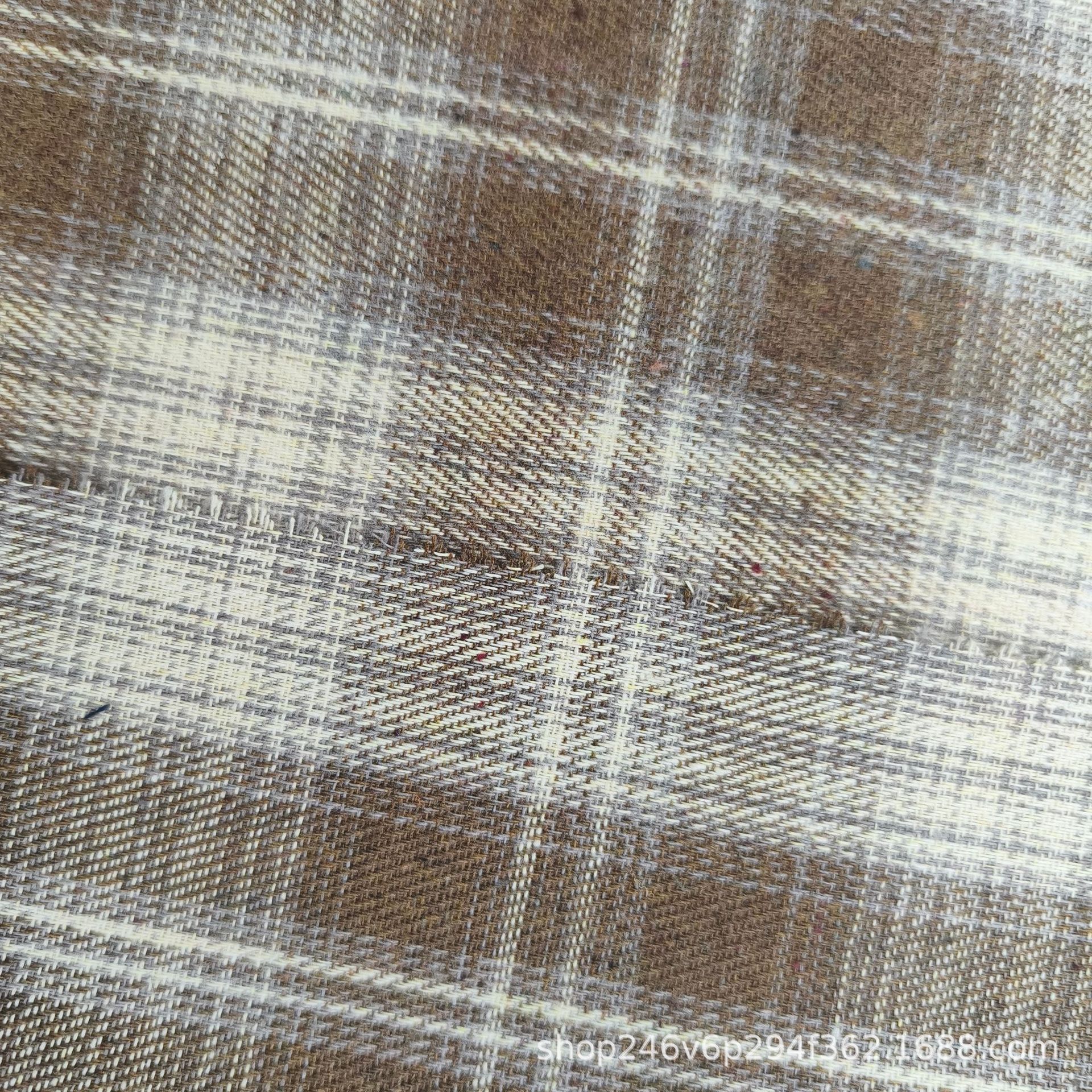 Autumn and Winter Modern Fashionable Light Blue Plaid Fabric Woven New Woolen Polyester Cotton Women's Fashion Dresses, Etc