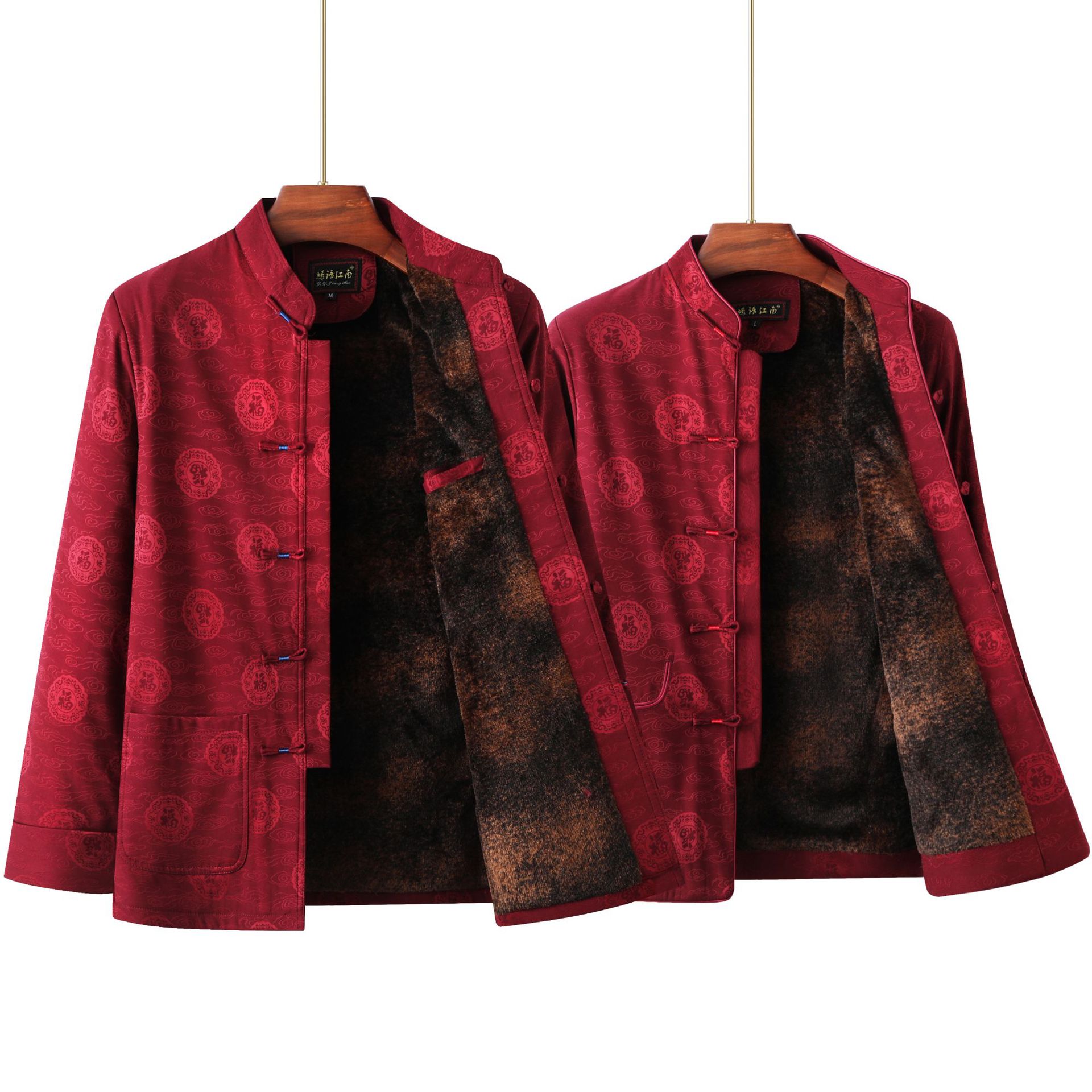 Autumn and Winter 3116 middle-aged and elderly couple clothes factory wholesale men's and women's long-sleeved birthday birthday Venus Tang suit