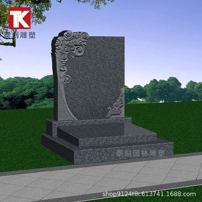 Cemetery Lingyuan Cemetery Tombstone Shanxi Black Granite Bluestone Marble Art Cemetery Lettering Stone