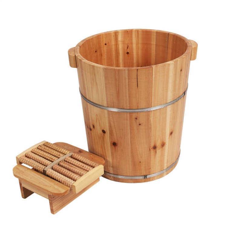 Warm Foot Bath Bucket, Traditional Xizang Foot Bath Bucket, Foot Bath Bucket, Solid Wood Foot Bath Bucket, Small Deep Bucket with Lid Wooden Bucket