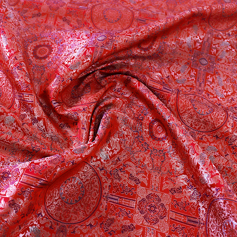 "FS038 Bada Algae Well Pattern" Imitation Song Brocade Jacquard Fabric for Vest Jacket National Style Clothing Fabric