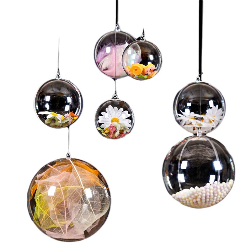 Factory wholesale Christmas ball 5-12cm acrylic ball transparent ball hollow ball decorative hanging ball arrangement hanging ball