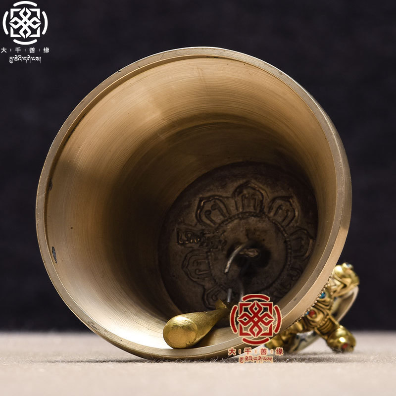 Dqsy Nepal Imported Pure Handmade Copper Five-Strand Vajra Bell and Pestle Handheld Bell
