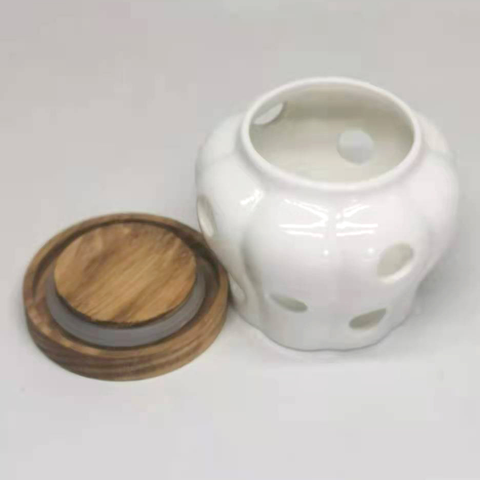 Spot White Ceramic Garlic Jar, Ceramic Garlic Storage Jar, Breathable Garlic and Ginger Storage Jar