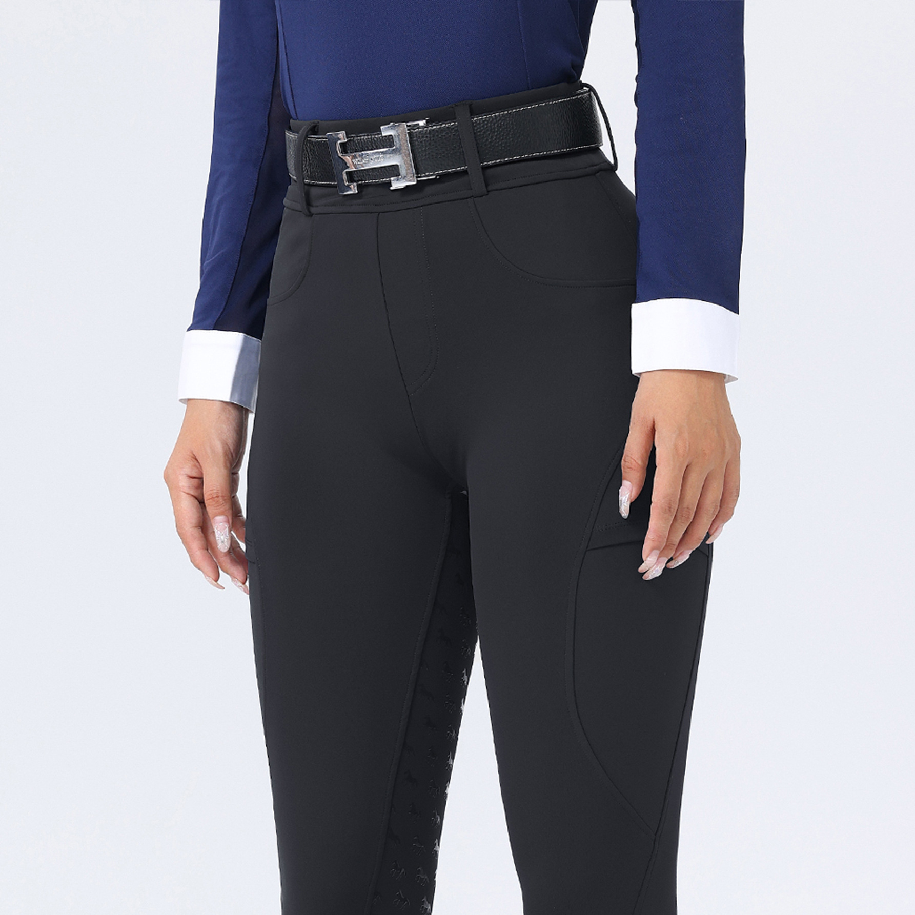 Fleece-Lined Thick Riding Pants for Women with Pockets, Full Seat Silicone Non-Slip Equestrian Sports Pants, European and American High Quality