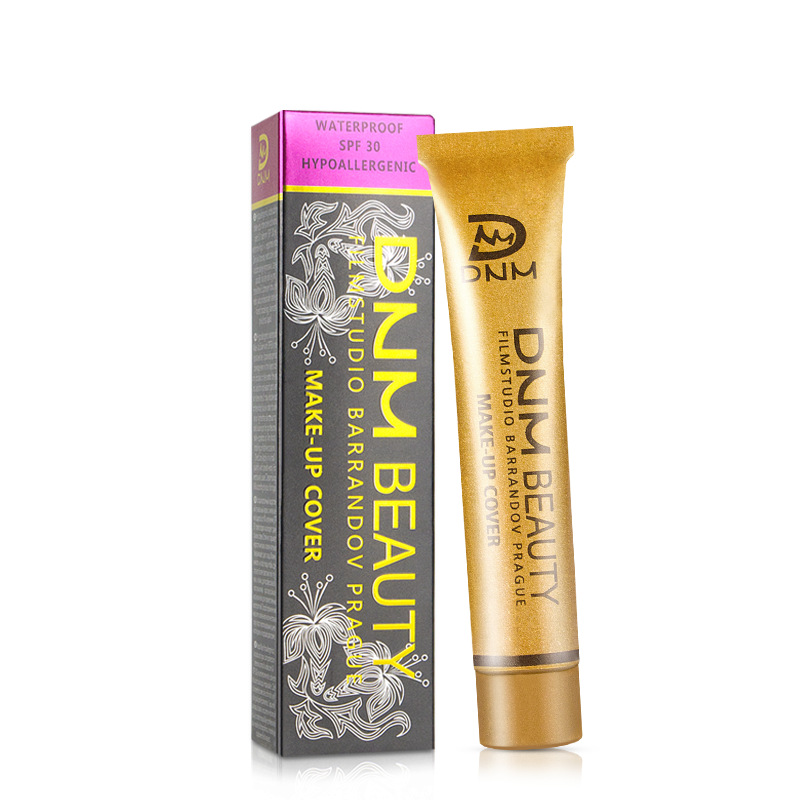 Dnm Small Gold Tube Concealer Liquid Foundation Waterproof Cover Acne Marks Freckles Scars Tattoo Dark Circles Cross-Border Wholesale