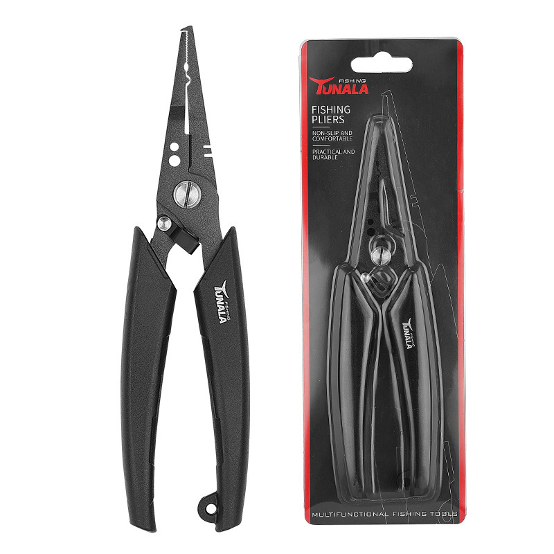 New Open-Loop Fish Line Fishing Pliers with Built-In Spring-Controlled Fish Pliers Multi-Functional Stainless Steel Teflon Lure Pliers