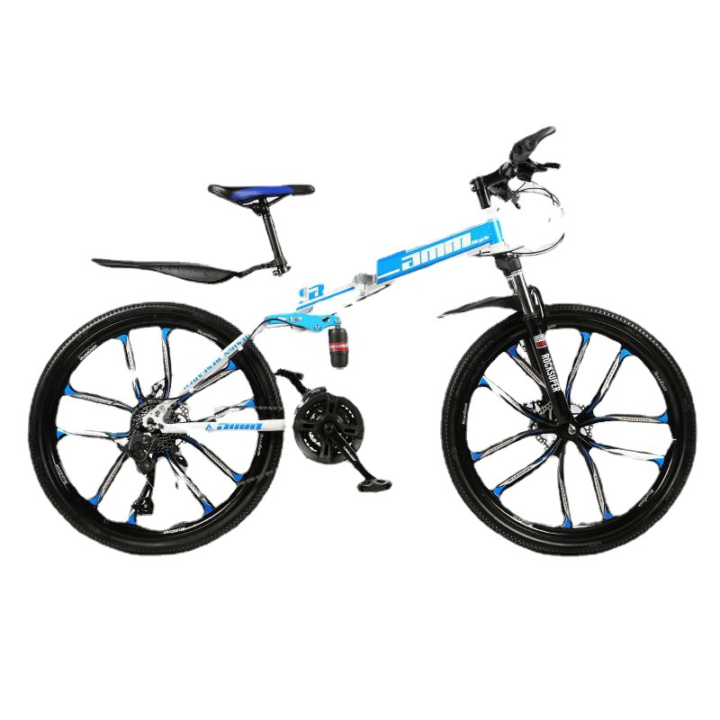 Cross-Border Spot Wholesale Mountain Bike 26inch 24inch Variable Speed Folding Shock-Absorbing Bicycle Bicycle Disc Brake Student