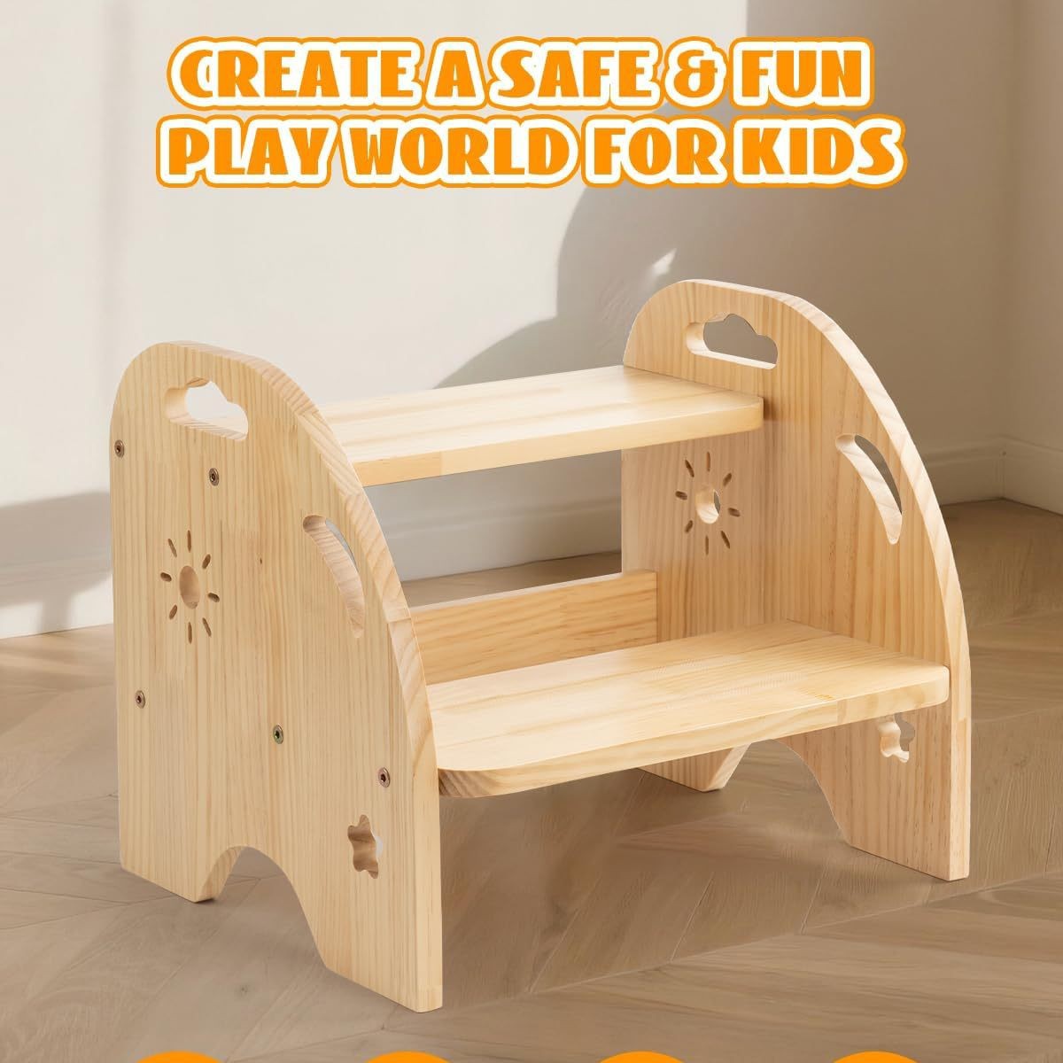 Деревянный детский табурет, двухслойный, детский стульчик для мытья, табурет для ванной, табурет для туалета, подъемный табурет
