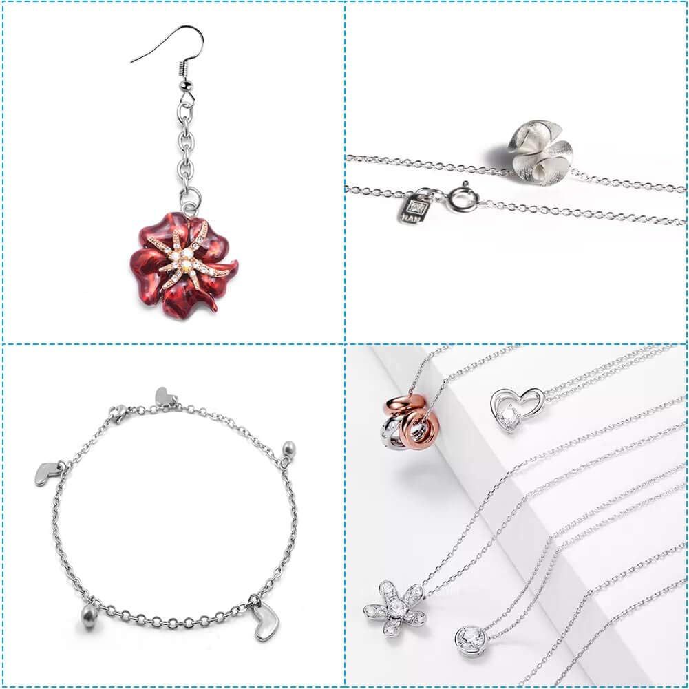 50ft Stainless Steel Chain for Jewelry Making,Anezus Jewelry Chain Bulk Small Metal Chain with 100