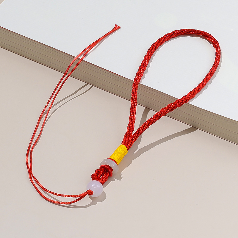 Jade Ring Rope Handle DIY Jewelry Pendant Necklace Jade Car Keychain Handmade Weaving