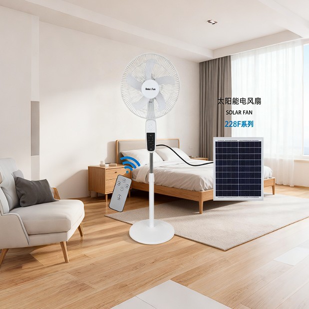 Cross-Border Solar Fan Rechargeable Mobile Phone Outdoor Home Silent Vertical Shaking Head Strong Wind Foreign Trade Exclusive Supply